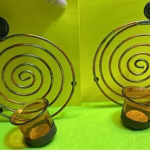 Spiral Metal Tealight Holders - Bronze